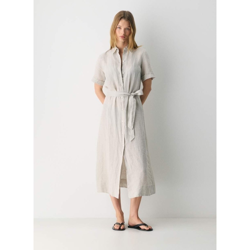 NWT Wilfred Aritzia Eleta Maxi Dress Natural Ecru Linen Shirt Dress XS